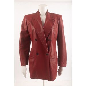 Gucci Womens Vintage Leather Jacket Blazer Red Sz 40 US S Small 1980s Excellent